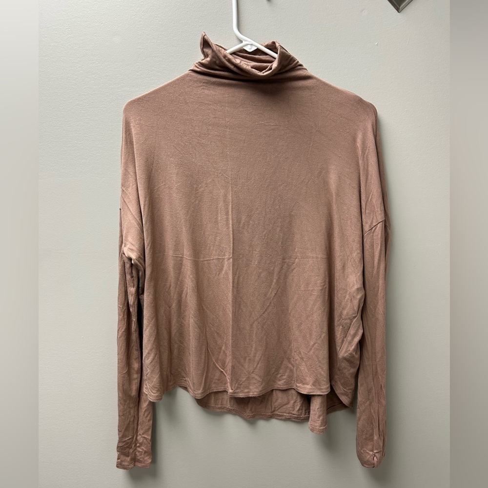 Babaton Brown Turtleneck Long Sleeve Shirt